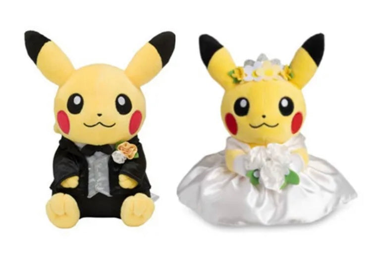 Pokemon Center Japan Garden Wedding Pikachu Bride + Groom Plush Set of 2 Stuffed Toy 7.8 in