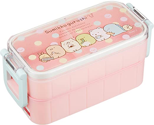 San-X Sumikko Gurashi Two Tier Lunch Box with Chopsticks Pink Bento KY41101