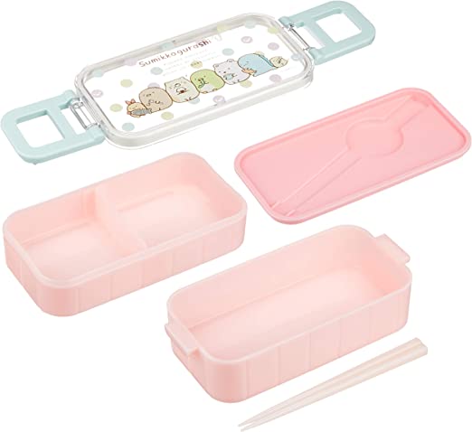 San-X Sumikko Gurashi Two Tier Lunch Box with Chopsticks Pink Bento KY41101