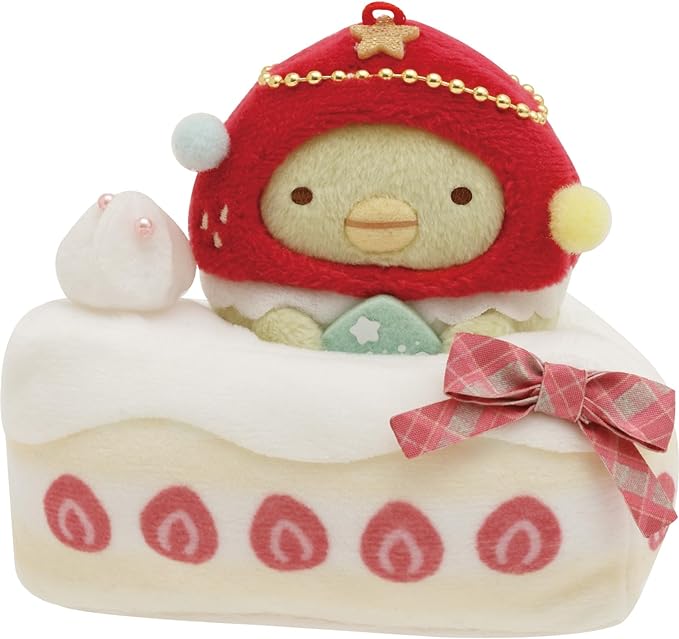 San-X Sumikko Gurashi Tenori Plush Toy Strawberry Christmas Cake & Tapioka MO22901