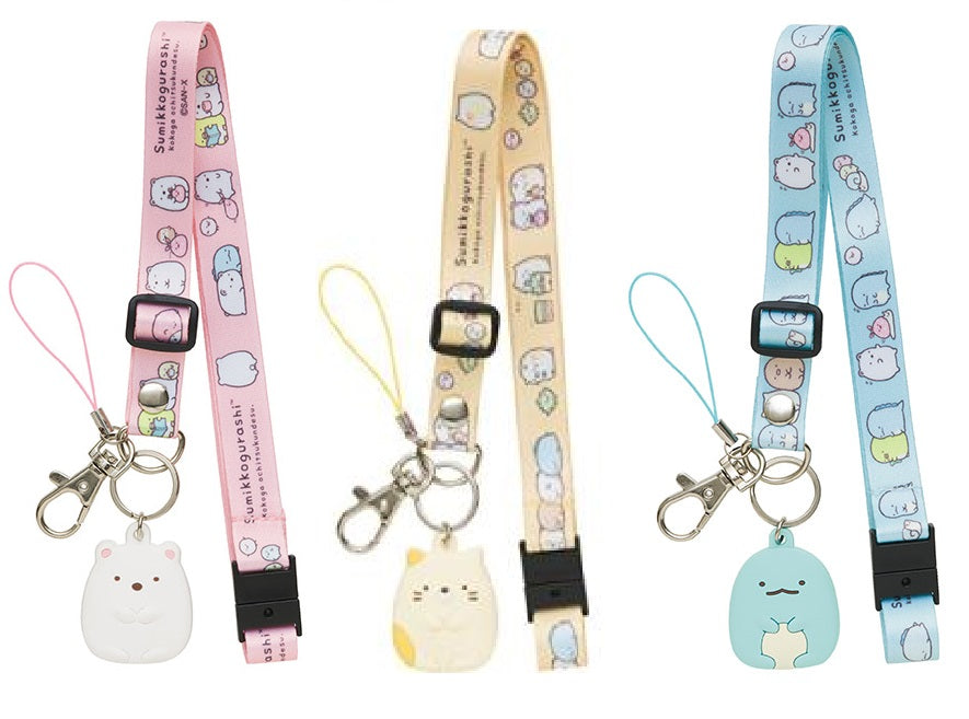 San-X Sumikko Gurashi Neck Strap Shirokuma, Neko, Tokage