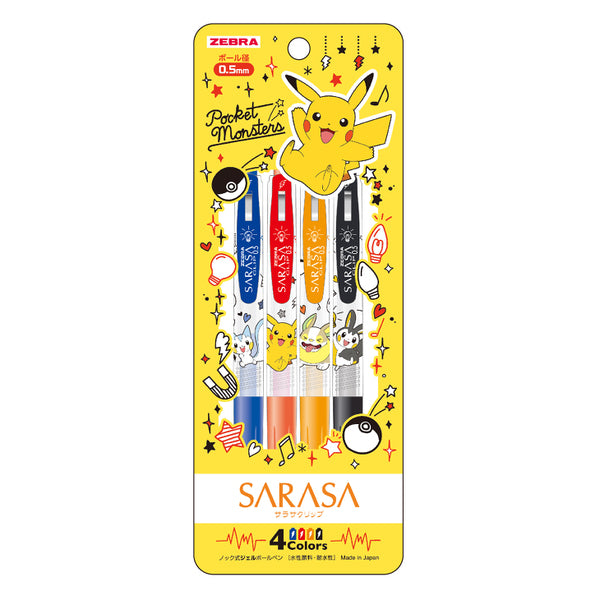 sarasa clip 4color set pokemon pikachu ballpoint pen kawaii stationery